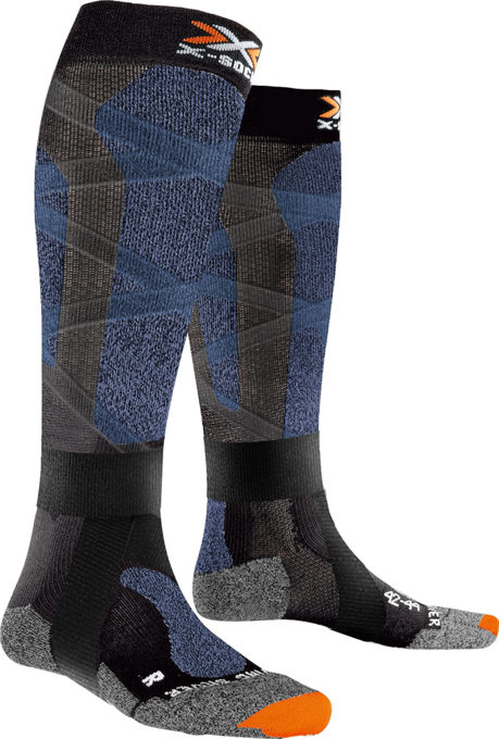 Ski socks X-SOCKS Ski Carve Silver 4.0 Black/Blue Melange - 2022/23
