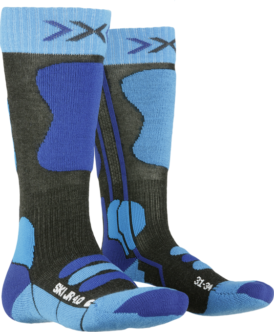 Ski socks X-Socks Ski Junior 4.0 Anthracite Melange/Electric Blue - 2023/24