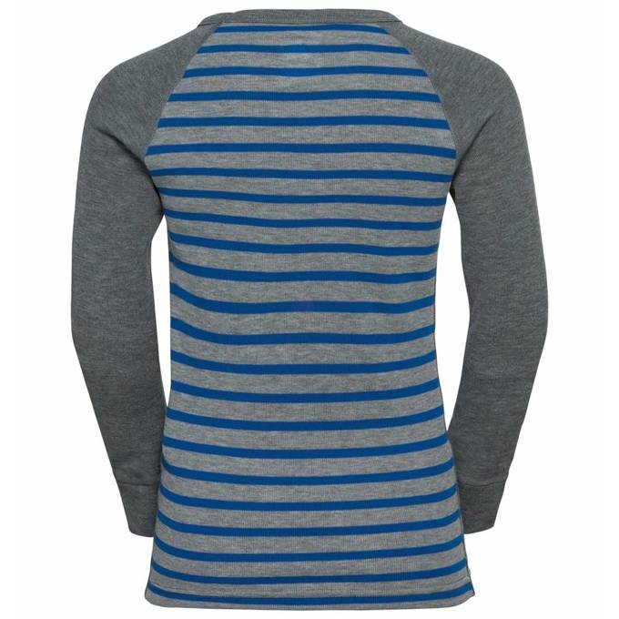 Underwear shirt ODLO Active Warm Eco Kids Stripes BL Top Crew Neck LS Blue Wing Teal/Reef Waters - 2022/23