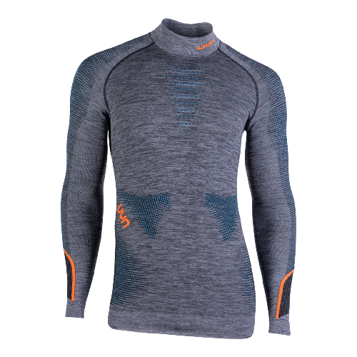 Thermal underwear UYN Man Ambityon UW Shirt LG_SL Melange Turtleneck Black Melange/Atlantic/Orange Shiny - 2023/24