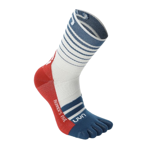 Outdoor Socken UYN Man Runner's Five Socks White/Blue Poseidon/Red