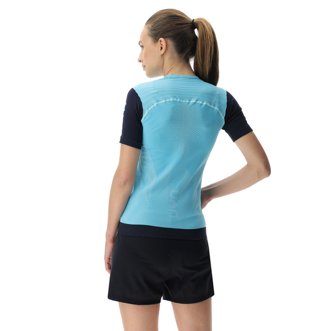 Laufshirt UYN Woman Running PB42 OW Shirt SH_SL Blue Radiance/Peacot