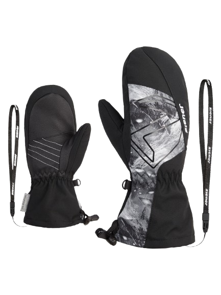 Handschuhe Ziener Lavalino-z As® Aw Mitten Glove Junior Unisex Black Grey Mountain Print - 2025/26