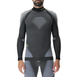 UYN Man Evolutyon UW Shirt LG_SL Melange Anthracite Melange/Blue/Yellow Shiny thermal shirt - 2023/24