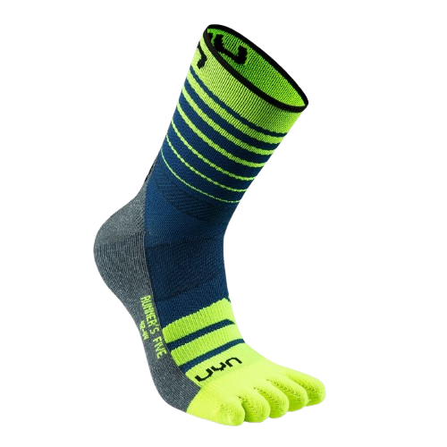 Outdoor Socken UYN Man Runner's Five Socks Blue/Yellow Fluo
