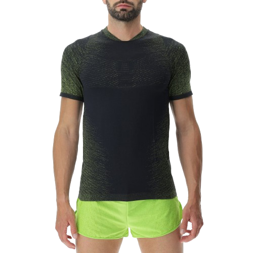 Laufshirt UYN Man Running Exceleration OW Shirt SH_SL Black/Lime