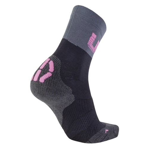 Cycling Socks UYN Woman Cycling Light Socks Black/Grey/Rose Violet