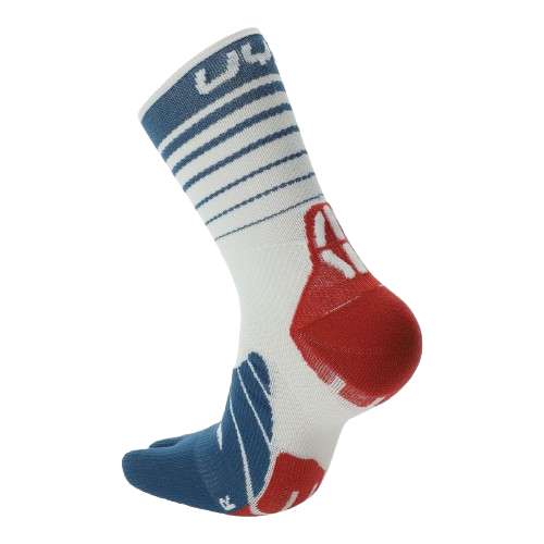 Outdoor Socken UYN Man Runner's Five Socks White/Blue Poseidon/Red